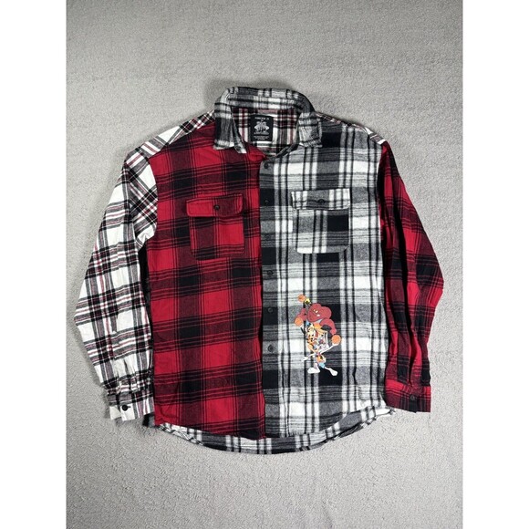 Forever 21 Space Jam Flannel Shirt Men’s M Plaid Colorblock‎ Graphic Print Retro - Picture 1 of 15